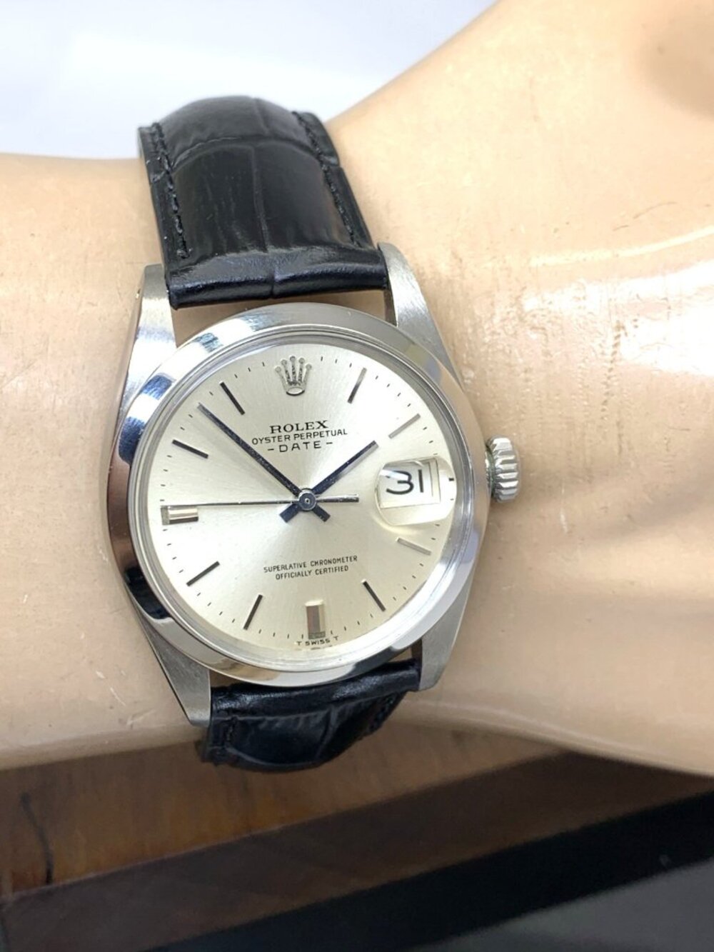 Rolex Oyster Perpetual Date 1500 Men's Watch Swiss Automatic 1969 Silver Dial - Picture 10 of 13